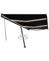Auvent manuel rétractable avec LED 600x350 cm Anthracite | Mobilier & Déco