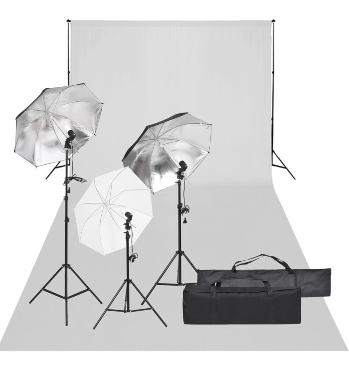Kit de studio photo avec éclairage et toile de fond | Mobilier & Déco