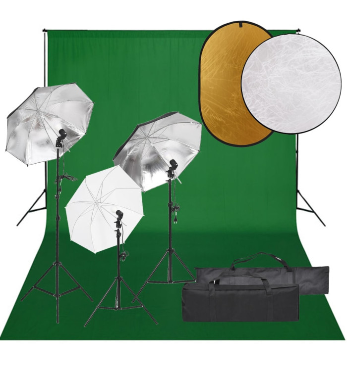 Kit de studio photo avec éclairage toile de fond et réflecteur | Mobilier & Déco