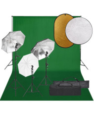 Kit de studio photo avec éclairage toile de fond et réflecteur | Mobilier & Déco