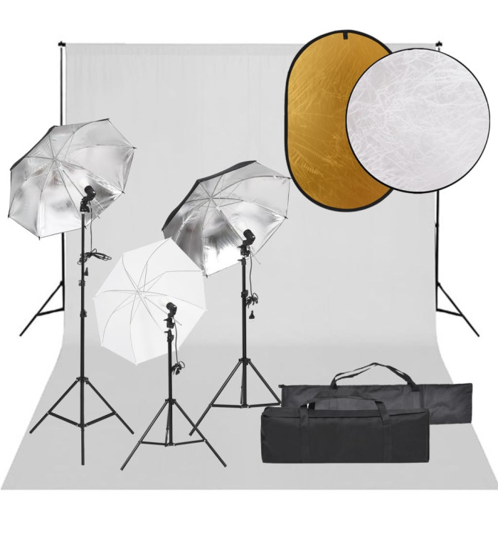 Kit de studio photo avec éclairage toile de fond et réflecteur | Mobilier & Déco