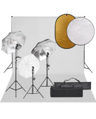 Kit de studio photo avec éclairage toile de fond et réflecteur | Mobilier & Déco