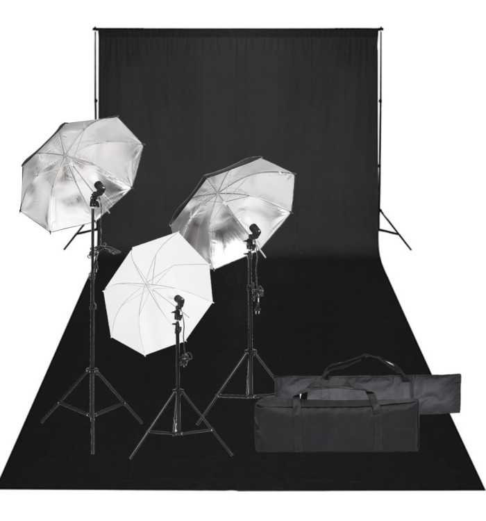 Kit de studio photo avec éclairage et toile de fond | Mobilier & Déco