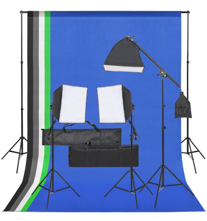 Kit de studio photo avec éclairage et toile de fond | Mobilier & Déco