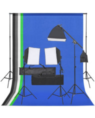 Kit de studio photo avec éclairage et toile de fond | Mobilier & Déco