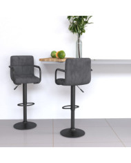 Tabourets de bar lot de 2 gris foncé velours | Mobilier & Déco