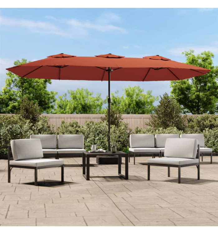 Parasol de jardin à double tête avec LED terre cuite 449x245 cm | Mobilier & Déco
