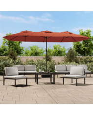 Parasol de jardin à double tête avec LED terre cuite 449x245 cm | Mobilier & Déco