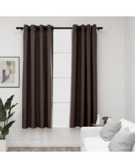 Rideaux occultants Aspect lin avec œillets 2pcs Taupe 140x175cm | Mobilier & Déco