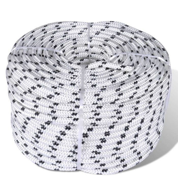 Corde de bateau tressée Polyester 8 mm 250 m Blanc | Mobilier & Déco