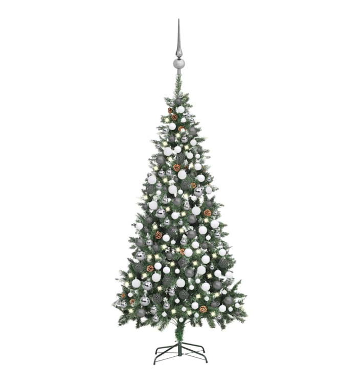 Arbre de Noël artificiel pré-éclairé/boules pommes de pin 210cm | Mobilier & Déco