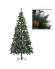 Sapin de Noël avec pommes de pin et paillettes blanches 210 cm | Mobilier & Déco