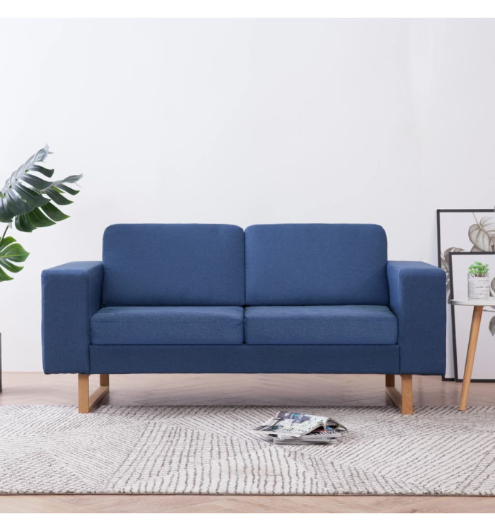Canapé à 2 places tissu bleu | Mobilier & Déco