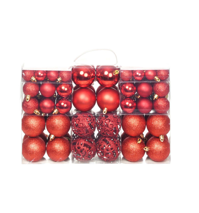 Ensemble de boules de Noël 100 pcs 3/4/6 cm Rouge | Mobilier & Déco