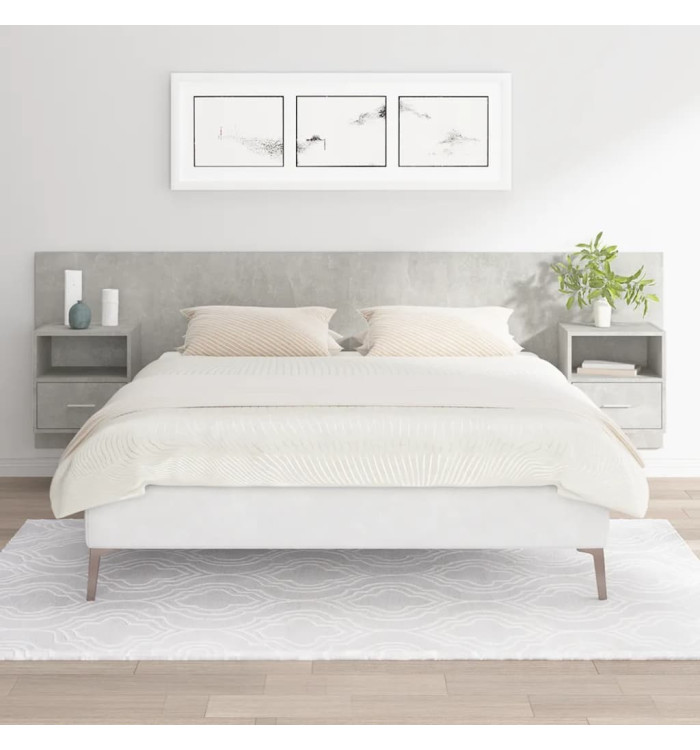Tête de lit avec armoires Gris béton Bois d'ingénierie | Mobilier & Déco