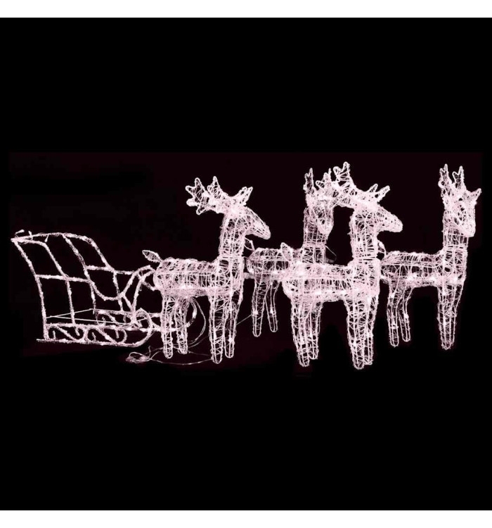 Décoration de Noël Rennes et traîneau 280x28x55 cm Acrylique | Mobilier & Déco