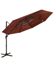 Parasol de jardin à 4 niveaux avec mât en aluminium terre cuite | Mobilier & Déco