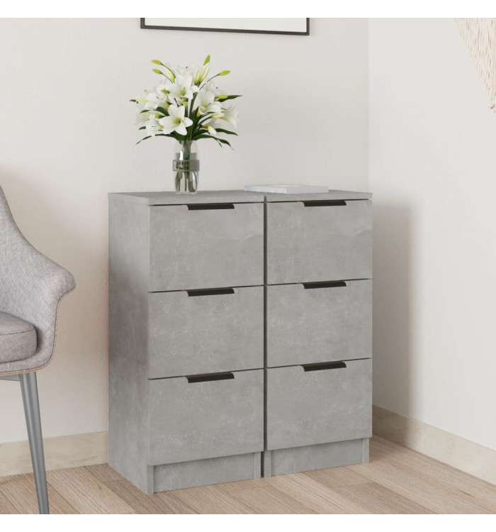 Buffets 2 pcs Gris béton 30x30x70 cm Bois d'ingénierie | Mobilier & Déco