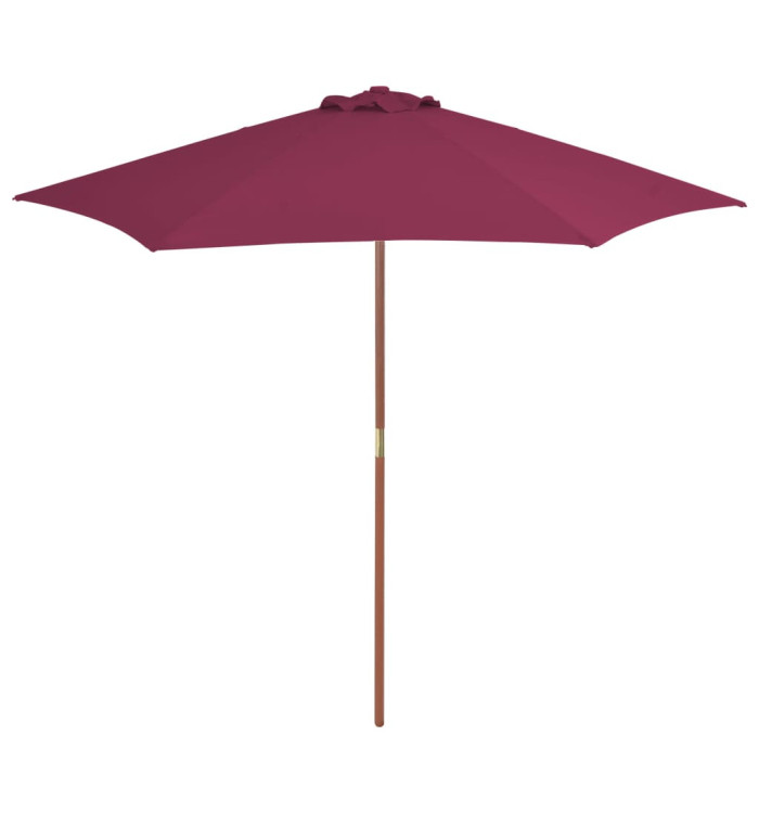 Parasol d'extérieur avec mât en bois 270 cm rouge bordeaux | Mobilier & Déco