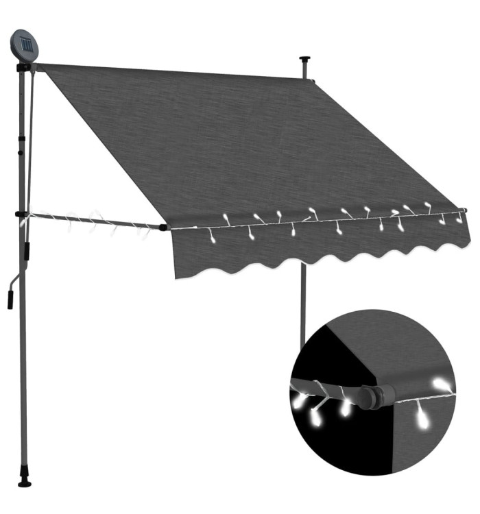 Auvent manuel rétractable avec LED 100 cm Anthracite | Mobilier & Déco