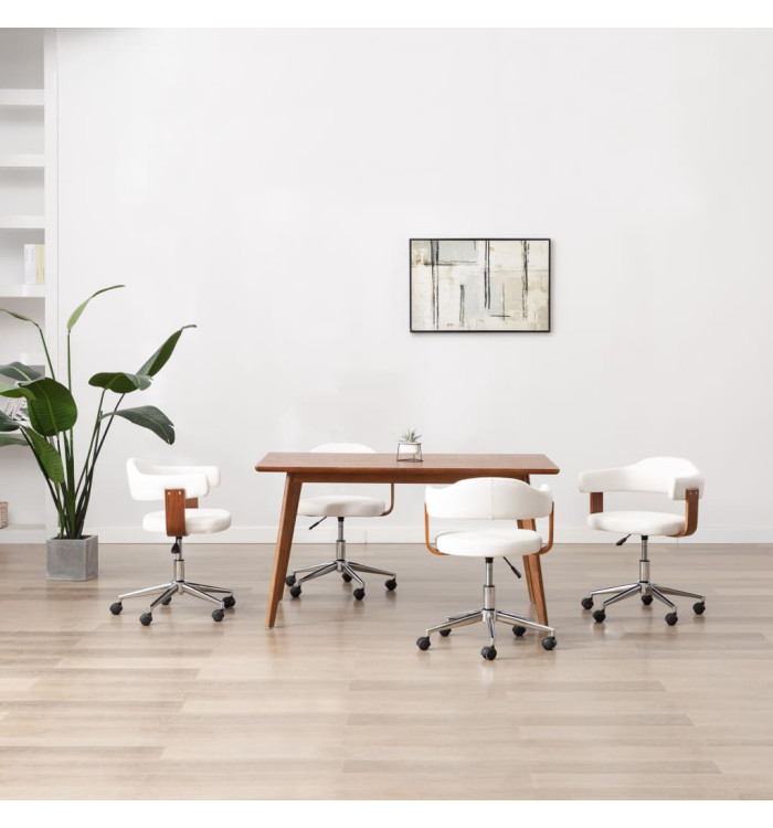 Chaises pivotantes à manger lot de 4 bois courbé et similicuir | Mobilier & Déco