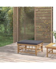 Repose-pieds de jardin avec coussin gris foncé bambou | Mobilier & Déco