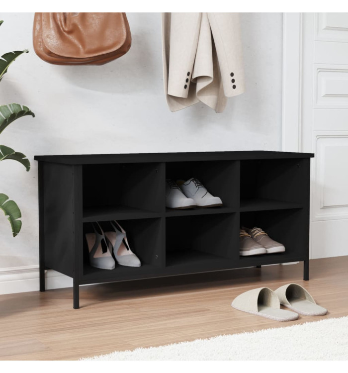 Armoire à chaussures noir 100x35x50 cm bois d'ingénierie | Mobilier & Déco