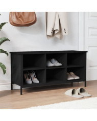 Armoire à chaussures noir 100x35x50 cm bois d'ingénierie | Mobilier & Déco