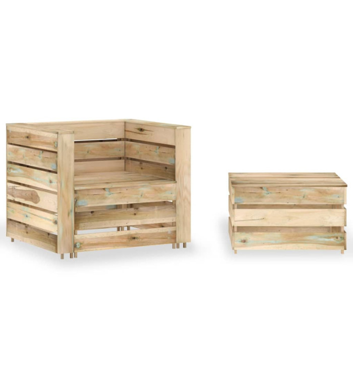 Salon de jardin palette 2 pcs Bois de pin imprégné | Mobilier & Déco