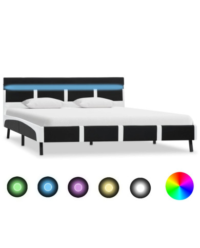 Cadre de lit avec LED sans matelas noir 120x200 cm | Mobilier & Déco