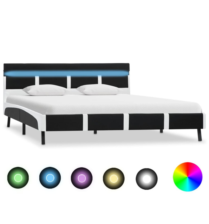Cadre de lit avec LED sans matelas noir 120x200 cm | Mobilier & Déco