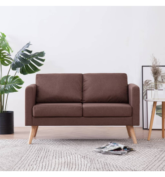 Canapé à 2 places Tissu Marron | Mobilier & Déco