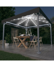 Tonnelle avec guirlande lumineuse LED 300x300 cm Anthracite | Mobilier & Déco