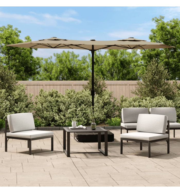 Parasol de jardin à double tête avec LED taupe 316x240 cm | Mobilier & Déco