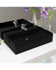 Vasque avec trou de robinet en céramique Noir 76x42,5x14,5 cm | Mobilier & Déco