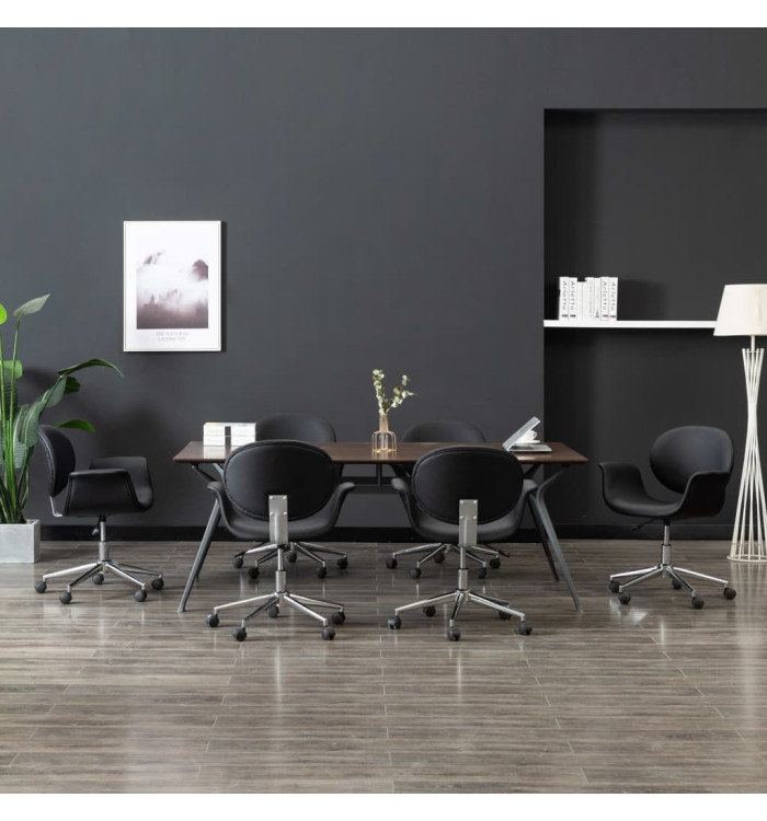 Chaises pivotantes à manger lot de 6 noir similicuir | Mobilier & Déco