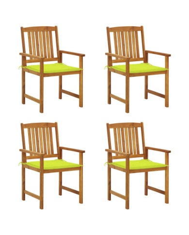 Chaises de jardin avec coussins lot de 4 Bois d'acacia massif | Mobilier & Déco