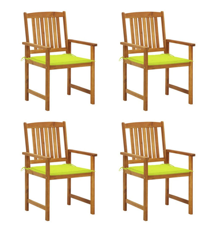 Chaises de jardin avec coussins lot de 4 Bois d'acacia massif | Mobilier & Déco