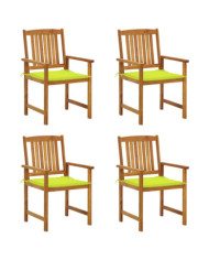 Chaises de jardin avec coussins lot de 4 Bois d'acacia massif | Mobilier & Déco