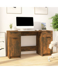 Bureau avec armoire latérale Chêne fumé Bois d'ingénierie | Mobilier & Déco