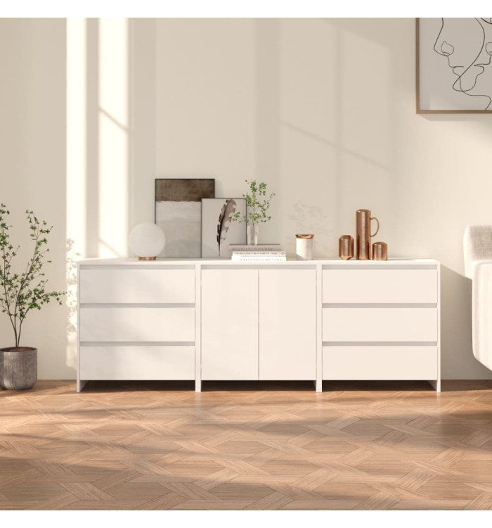 Buffets 3 pcs Blanc Bois d'ingénierie | Mobilier & Déco
