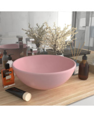 Lavabo rond de salle de bain Rose mat 32,5x14 cm Céramique | Mobilier & Déco