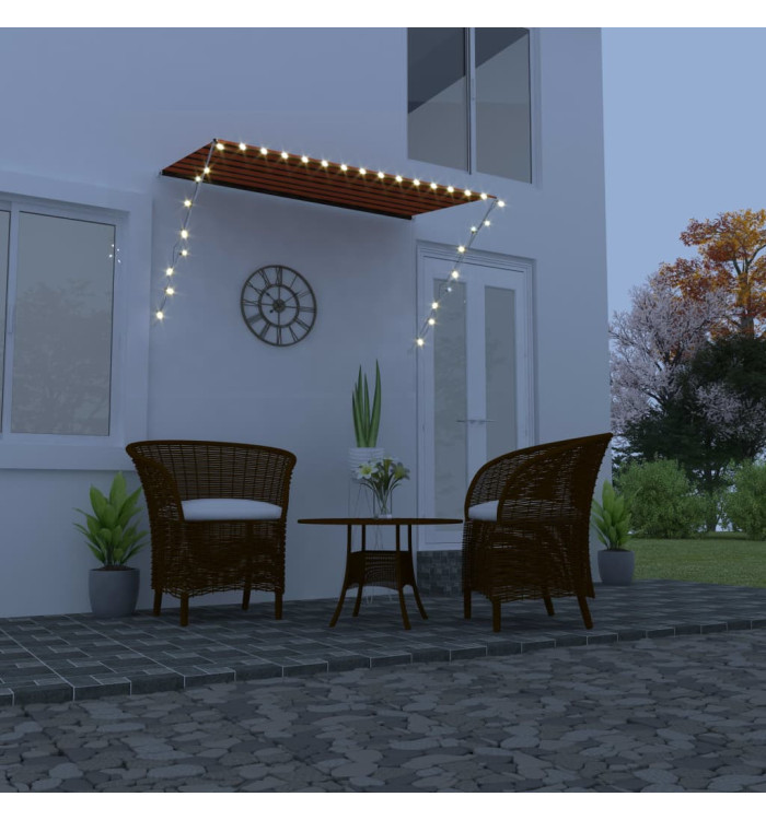 Auvent rétractable avec LED 250x150 cm Orange et marron | Mobilier & Déco