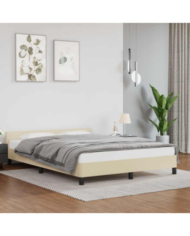 Cadre de lit avec tête de lit sans matelas crème 140x190 cm | Mobilier & Déco