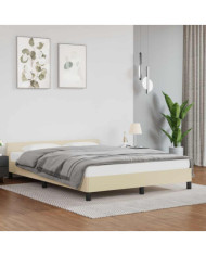 Cadre de lit avec tête de lit sans matelas crème 140x190 cm | Mobilier & Déco