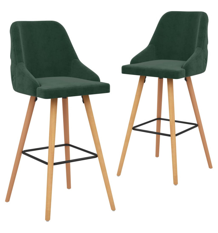 Tabourets de bar lot de 2 vert foncé velours | Mobilier & Déco