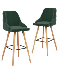 Tabourets de bar lot de 2 vert foncé velours | Mobilier & Déco