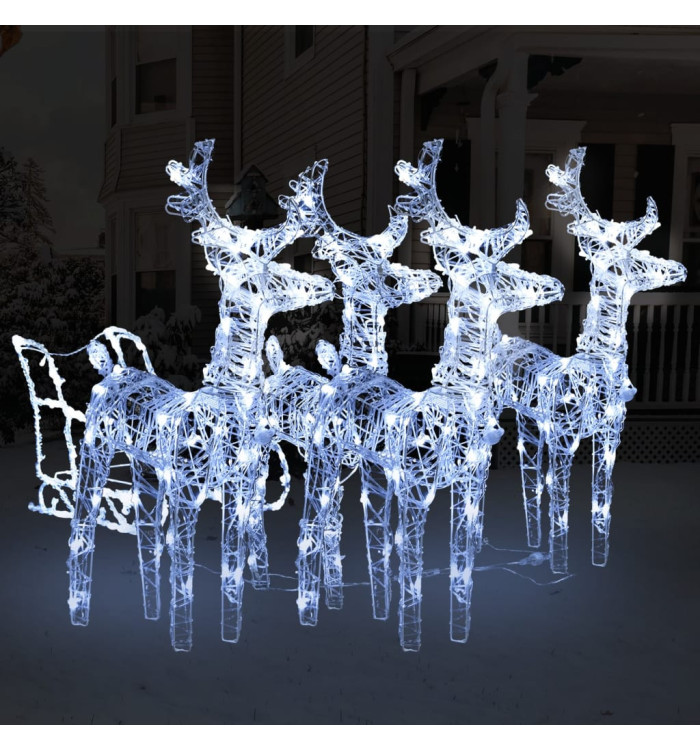 Décoration de Noël avec Rennes et traîneau 240 LED Acrylique | Mobilier & Déco