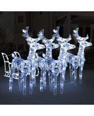 Décoration de Noël avec Rennes et traîneau 240 LED Acrylique | Mobilier & Déco