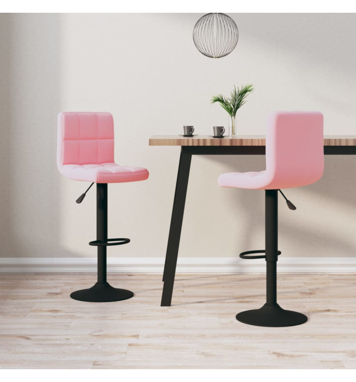 Tabourets de bar lot de 2 rose velours | Mobilier & Déco